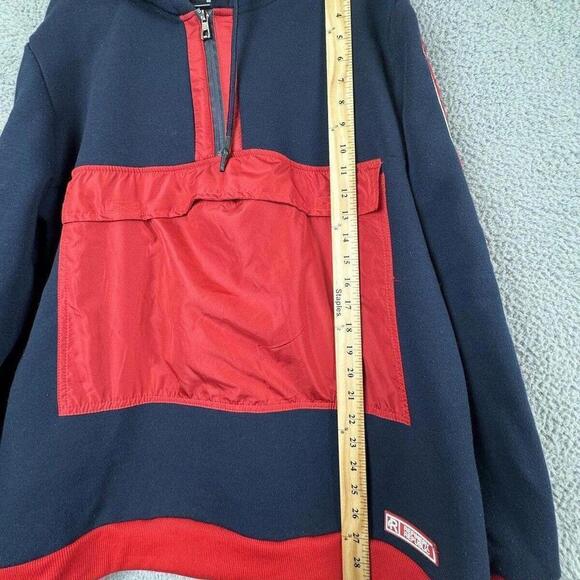 Refinery Republic Sweatshirt Mens Large Blue Long Sleeve 1/4 Zip Hoodie Pockets - Picture 7 of 11